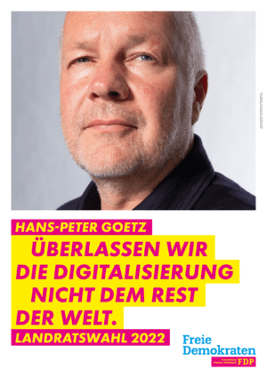 Plakatmotiv 3 der FDP zur Landratswahl 2022 in Potsdam-Mittelmark: „Digitalisierung“